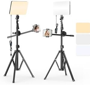 2 pack video light kit with tripod and phone holder